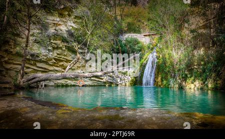 Landschaft mit Adonis-Bädern, Wasserfällen, Paphos, Zypern. Stockfoto