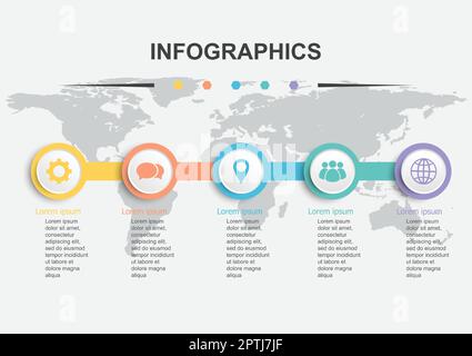 Zeitleiste Infografik Designvorlage mit 5 Bannern Stock Vektor