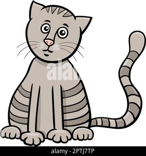 Cartoon-graue Tabby-Katz-Comic-Tier-Figur Stock Vektor