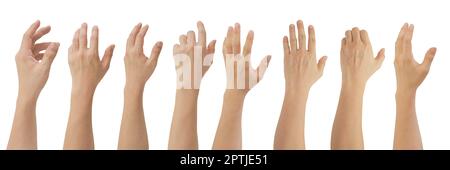 Gruppe von männlichen Händen Gesten isoliert auf weißem Hintergrund enthalten Clipping-Pfad. Stockfoto