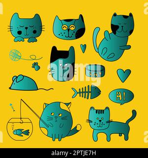 Süße Katzen im Doodle-Vektor-Stil Stock Vektor