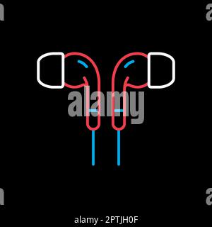 Ohrhörer-Kopfhörer-Vektor-Flat-Symbol Stock Vektor