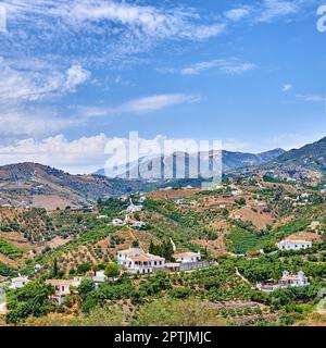 Frigiliana - die wunderschöne Altstadt Andalusiens. Die wunderschöne Altstadt von Frigiliana, Andalusien, Spanien Stockfoto