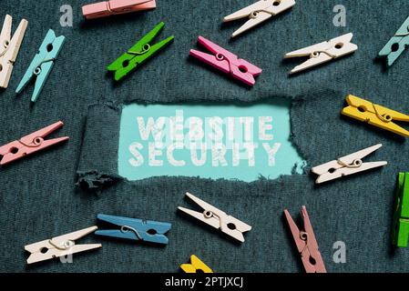 Textüberschrift mit Website-Sicherheit, Geschäftsidee kritische Komponente zum Schutz und zur Sicherung von Websites Stockfoto