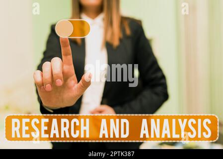 Text, der Inspiration Research and Analysis, Business Approach Strategic Thinking and Decision Making Existing and New zeigt Stockfoto