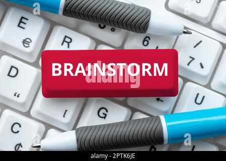 Inspiration zeigt Zeichen Brainstorm, Internet-Konzept Lösen Sie ein Problem oder kommen mit neuen Ideen durch eine Diskussion Stockfoto