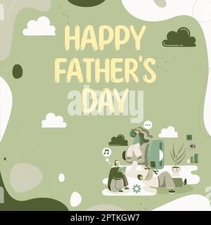 Schild mit Happy Father's Day, Internet-Konzept Zeit des Jahres, um Väter auf der ganzen Welt zu feiern Stockfoto