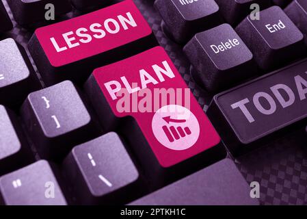 Konzeptionelle Darstellung Lesson Plan, Business Concept eine detaillierte Beschreibung des Lehrgangs durch einen Lehrer Stockfoto