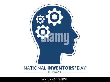 National Inventors Day am 11. Februar feiert Genius Innovation an Honor Creator of Science in Flat Cartoon Hand Drawn Template Illustration Stockfoto