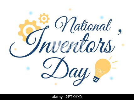 National Inventors Day am 11. Februar feiert Genius Innovation an Honor Creator of Science in Flat Cartoon Hand Drawn Template Illustration Stockfoto