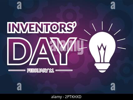 National Inventors Day am 11. Februar feiert Genius Innovation an Honor Creator of Science in Flat Cartoon Hand Drawn Template Illustration Stockfoto