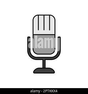 Farbvektor-Graustufensymbol für das Retro-Mikrofon. Grafiksymbol für Musik und Sound Website und Apps Design, Logo, App, UI Stockfoto