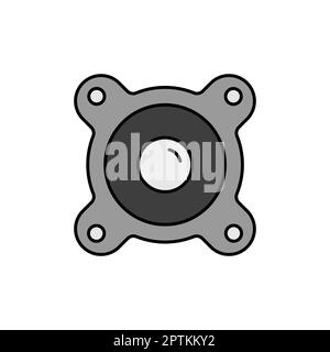 Symbol für Farbvektor des akustischen Lautsprechers in Graustufen. Grafiksymbol für Musik und Sound Website und Apps Design, Logo, App, UI Stockfoto