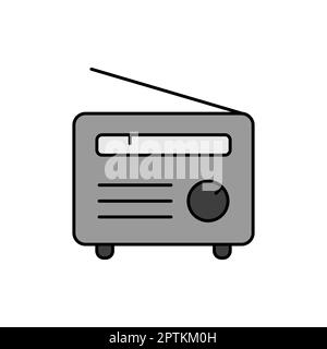 Farbvektor-Graustufensymbol des Retro-Funkgeräts. Grafiksymbol für Musik und Sound Website und Apps Design, Logo, App, UI Stockfoto