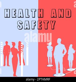 Konzeptionelle Darstellung Gesundheit und Sicherheit, Wort über das Ergreifen der geeigneten Maßnahmen zum Schutz vor Schäden Stockfoto