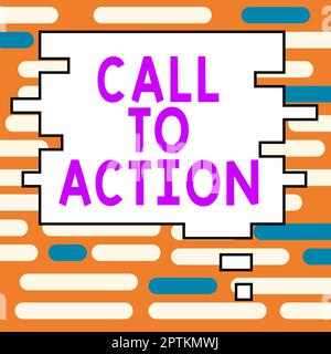 Schreiben mit Text Call to Action, Wort geschrieben auf Ermutigung Entscheidung bewegen, um erfolgreiche Strategie voranzubringen Stockfoto