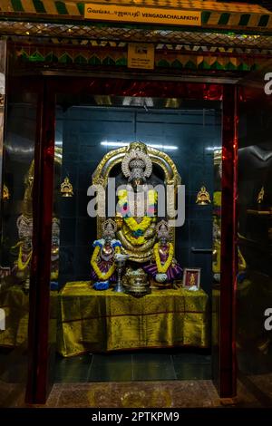 Gautama Buddha, Arulmigu Sri Rajalalimman; Glastempel, Johor Bahru, Malaysia. Stockfoto