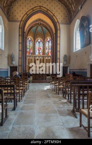 Kapelle von Chartreuse de Champmol, ehemaliges Karthuserkloster. Architekt: Pierre-Paul Petit, 1844. Dijon, Frankreich. Innenraum. Stockfoto