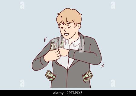 Ein reicher Geschäftsmann mit Geld in den Taschen Stock Vektor