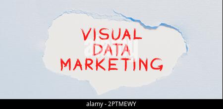 Schreiben mit Text Visual Data Marketing, Business Showcase Verwenden Sie Bilder, um Informationen in visuellem Format zu vermitteln Stockfoto