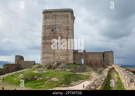 Stronghold aus Feria, Badajoz, Spanien. Eine der bemerkenswertesten Burgen in Extremadura Stockfoto