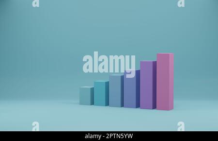 Graph Schritt zum Erfolg. Konzept der Geschäftsentwicklung zum Erfolg und Wachstum. 3D Rendering, 3D Illustration Stockfoto