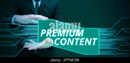 Textzeichen für Premium-Inhalte, Internetkonzepte mit höherer Qualität oder wünschenswerter als kostenlose Inhalte Stockfoto