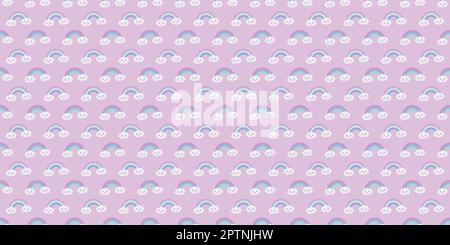 Süßes Regenbogen-Design mit nahtlosem, sich wiederholendem Muster auf dem Hintergrund. Stock Vektor