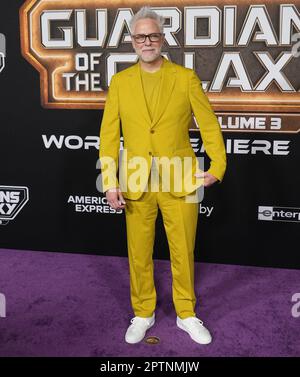 Los Angeles, USA. 27. April 2023. James Gunn kommt zu den WÄCHTERN DER GALAXIE Vol. 3 Weltpremiere im Dolby Theater in Hollywood, Kalifornien, am Donnerstag, den 27. April 2023. (Foto: Sthanlee B. Mirador/Sipa USA) Guthaben: SIPA USA/Alamy Live News Stockfoto