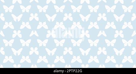 Pastellblaue Schmetterlingssilhouette mit nahtlosem Muster auf dem Hintergrund Stock Vektor