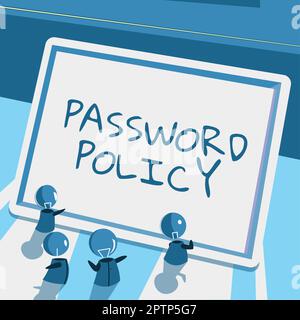 Passwortrichtlinie für handschriftlichen Text, Word für den ersten Schutz vor unbefugtem Zugriff Stockfoto