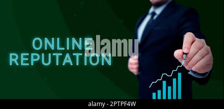 Textzeichen für Online Reputation, Business Idea Reliability Ranking Bewertung Zufriedenheitsqualität der Bewertung Stockfoto