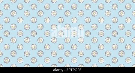 Blue floral daisy repeat pattern, flower vector background Stock Vektor