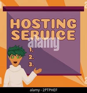 Schild mit Hosting Service, Business Concept bietet Services für die Website, die im Internet zu sehen sind Stockfoto