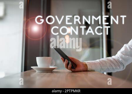 Das Schild zeigt die Schuldverschreibung „Government Contact, Business Idea“, die von einer Regierung zur Unterstützung der Ausgaben ausgegeben wurde Stockfoto