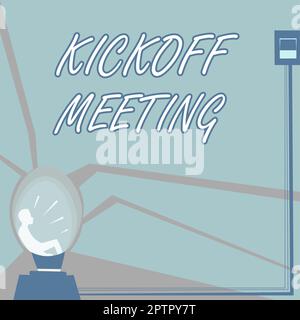 Schreiben mit Text Kickoff Meeting, Internet Concept Special Discussion on the legalities involved in the project Stockfoto