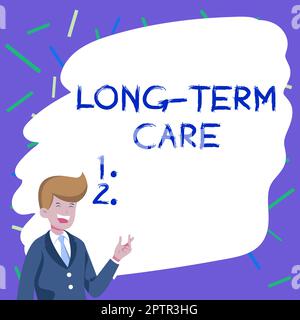 Handschrifttext Long Term Care, Word Writed on Adult Medical Nursing Healthcare Seniorenwohnheim Stockfoto