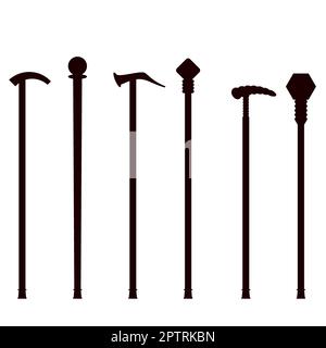Walking Stick Icon Set isoliert auf weißem Hintergrund. Stock Vektor