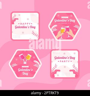 „Happy Galentines Day Label Flat“-Cartoon Mit Handgezeichneten Vorlagen Illustration Stock Vektor