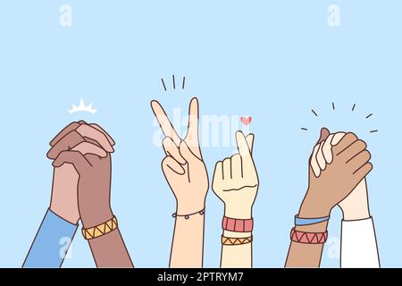 Multiethnische Menschen, die Händchen halten Stock Vektor