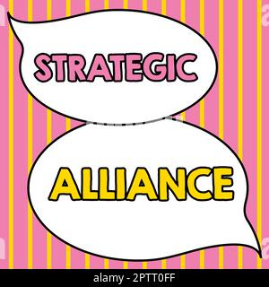 Das Zeichen zeigt eine strategische Allianz, ein Konzept, das eine Verbindung zwischen Staaten, Parteien und Einzelpersonen bezüglich der Zielerreichung bedeutet Stockfoto