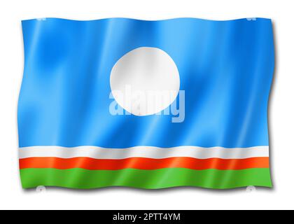 Staat Sacha - Republik - Flagge, Russland winkende Banner Sammlung. 3D Abbildung Stockfoto