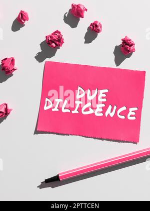 Konzeptionelle Darstellung der Sorgfaltsprüfung, Geschäftsansatz Vermeiden Sie für eine Vereinbarung die Schädigung anderer Geschäftseigentum Stockfoto