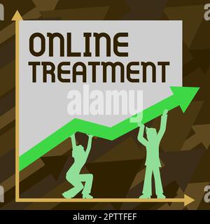 Schreiben Anzeigetext Online-Behandlung, Geschäftskonzeptionelle Bereitstellung psychischer Gesundheitsberatung über das Internet Stockfoto