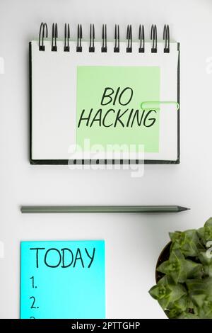 Konzeptionelle Bildunterschrift Bio Hacking, konzeptionelles Foto, das genetisches Material experimentell ausnutzt, ohne Rücksicht auf ethische Standards Stockfoto
