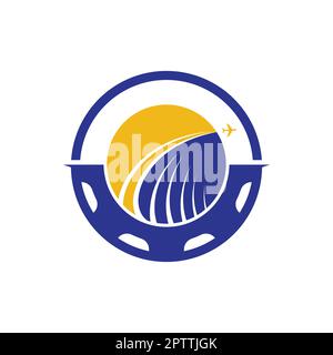 Gear travel vector logo design. Abstract airplane travel fly with gear logo design. Stock Vektor
