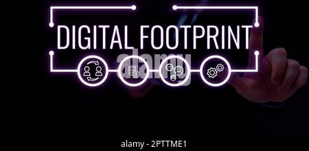 Inspiration für Signage Digital Footprint, Word for verwendet digitale Technologie für den Fertigungsprozess Stockfoto