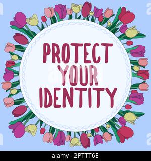 Inspiration Schild „Schützen Sie Ihre Identität, schützen Sie Ihre Geschäftsidee vor Datenmissbrauch und Informationssicherheit“ Stockfoto