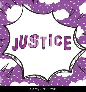 Inspiration zeigt Zeichen Gerechtigkeit, Wort für die Nutzung von Macht, wie von Gesetzestandards zur Unterstützung fairer Behandlung bestimmt Stockfoto