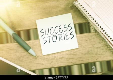 Konzeptionelle Überschrift Erfolgsgeschichten, Geschäftskonzept eine Chronik, die den großen Erfolg einer Person zeigt Stockfoto